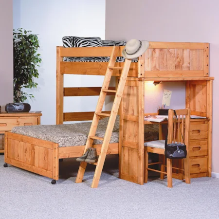Twin / Full Roundup Loft Bed with Desk End Compartment