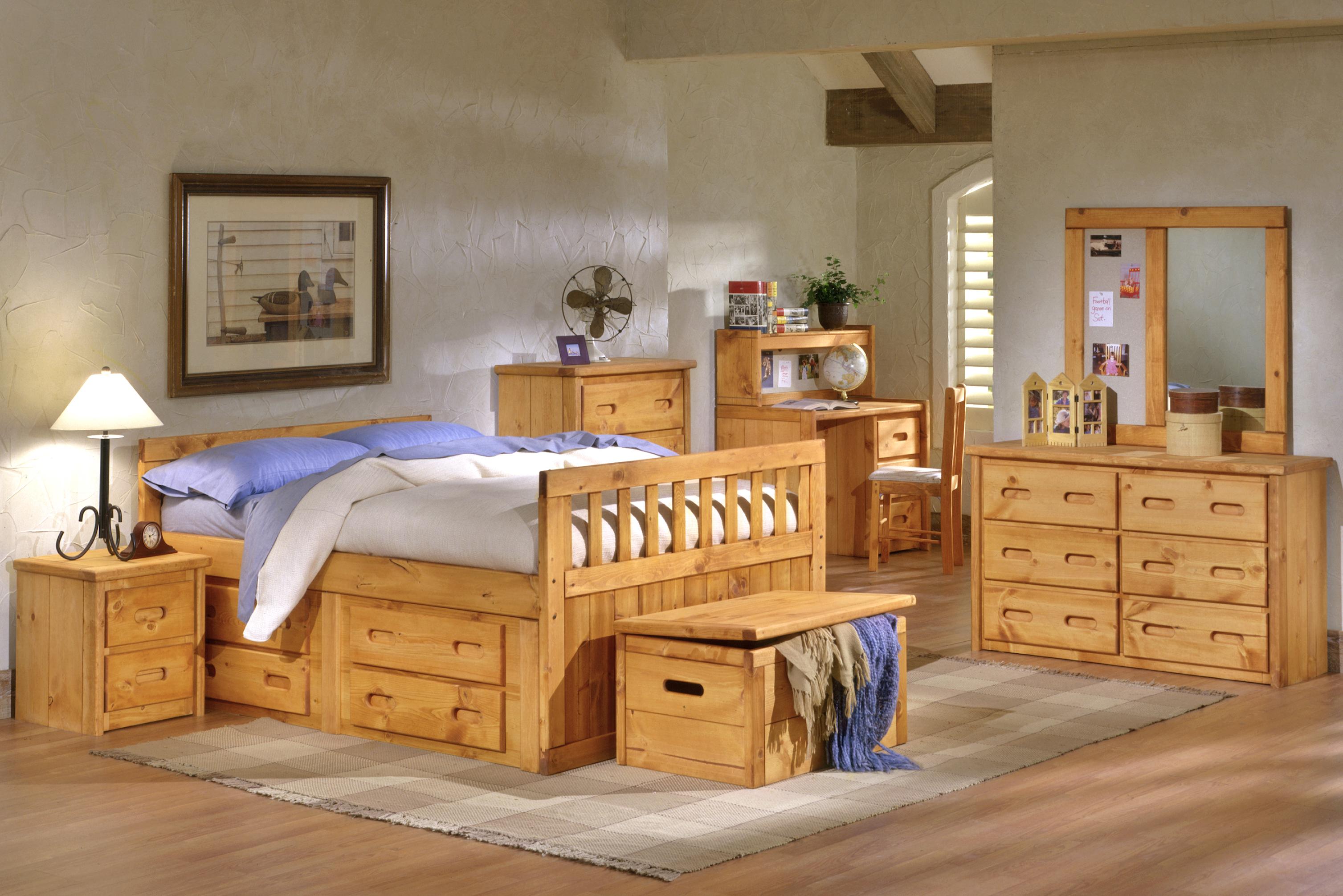 Trendwood Bunkhouse 4765CI 2 Drawer Pine Nightstand with Carved Handles