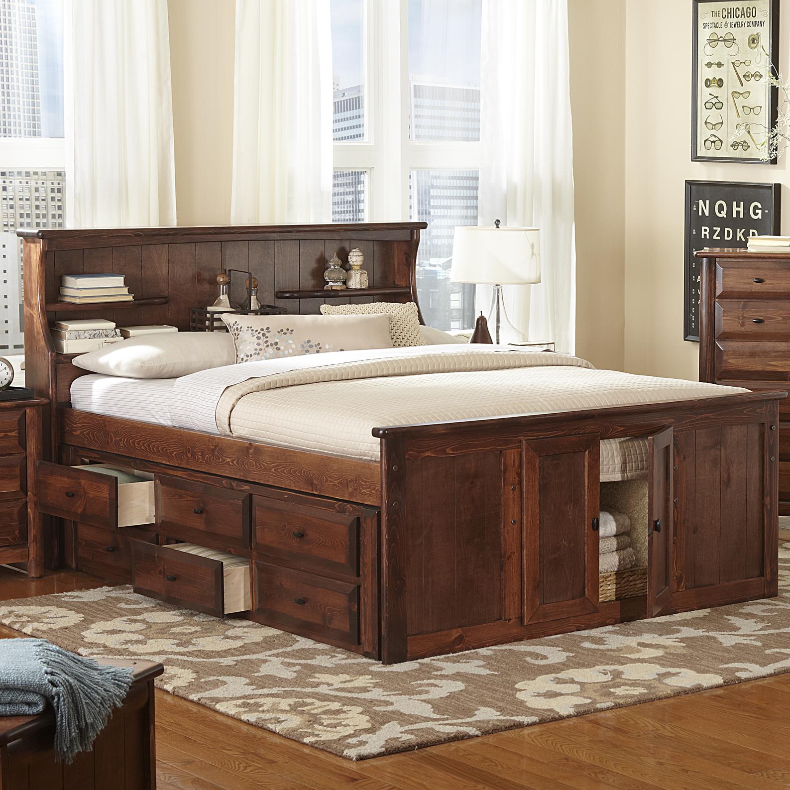 Trendwood Laguna Queen Book Case Bed w/ Footboard Storage ...