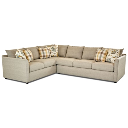 Transitional Sectional Sofa with Tuxedo Arms