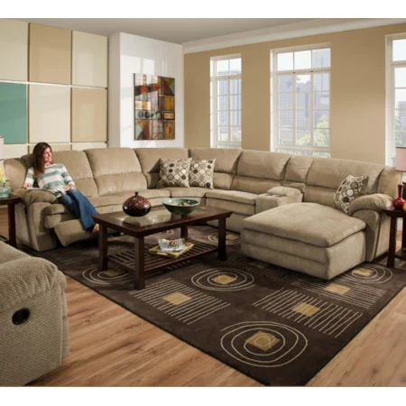 Casual Reclining Sectional Sofa with Right Chaise