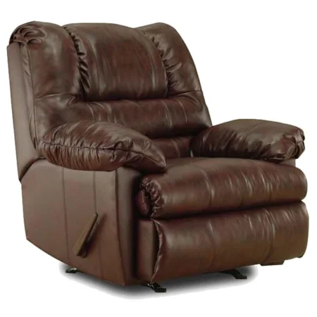 Casual Styled Rocker Recliner with Pillow-top Padding