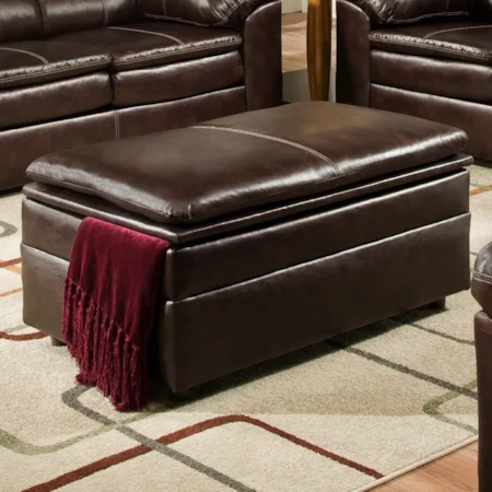 Oversized Bonded Leather Storage Ottoman