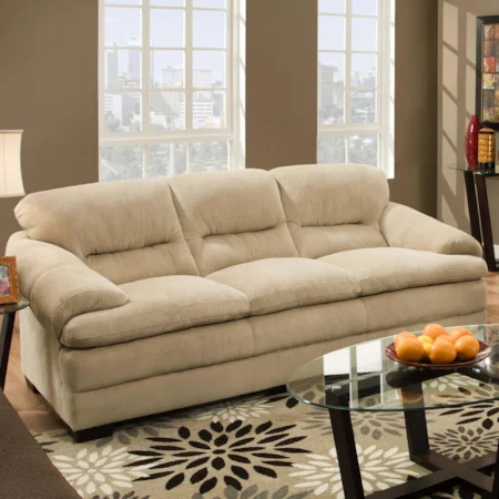 Casual Three Seater Bustle Back Sofa with Pillow Arms