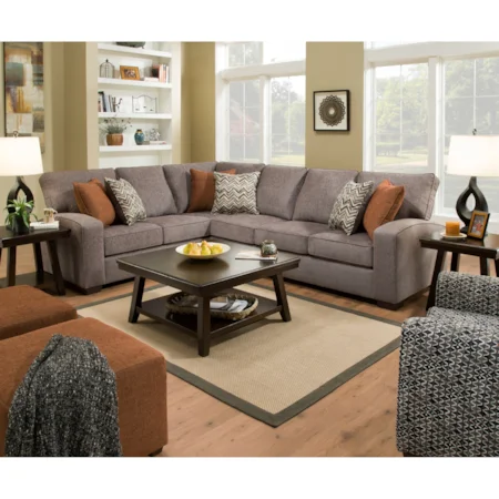 Transitional L-Shaped Sectional with Track Arms