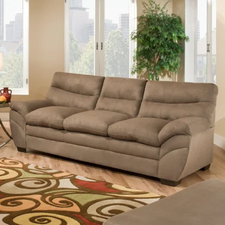 Casual Contemporary Three Seat Sofa with Angled Pillow Arms