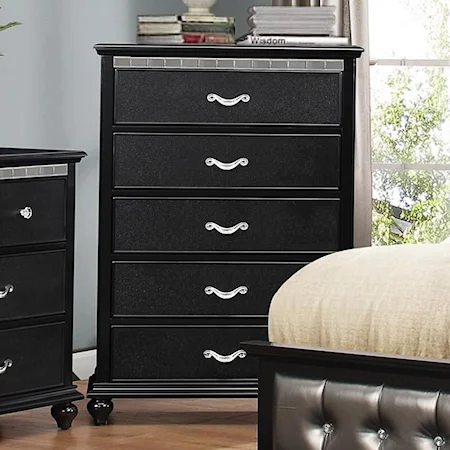 Transitional Chest of Drawers with Crystal Inserts