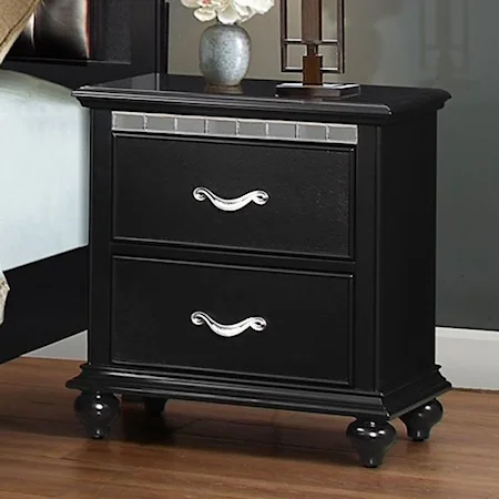 Transitional Night Stand with Crystal Inserts