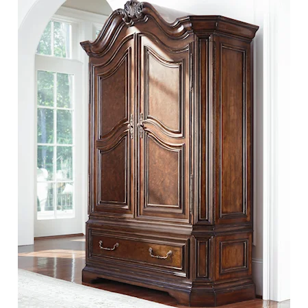 Carved Armoire Base And Deck  With 2 Doors and 1 Drawer