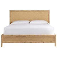  Coastal Queen Panel Bed with Rattan and Raffia Frame