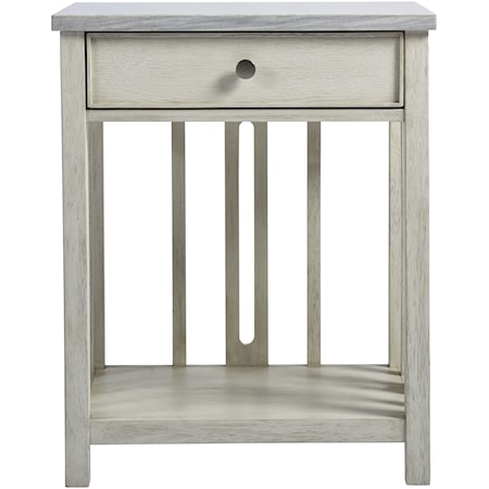 Coastal Bedside Table with Stone Top