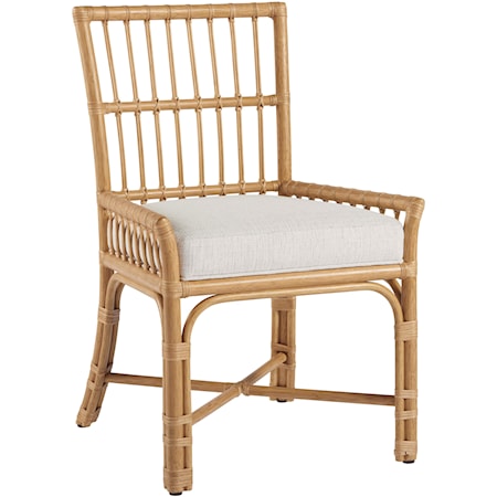 Coastal Low-Arm Chair with Pole Rattan