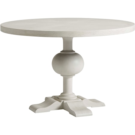 Coastal Round Dining Table with Carved Pedestal