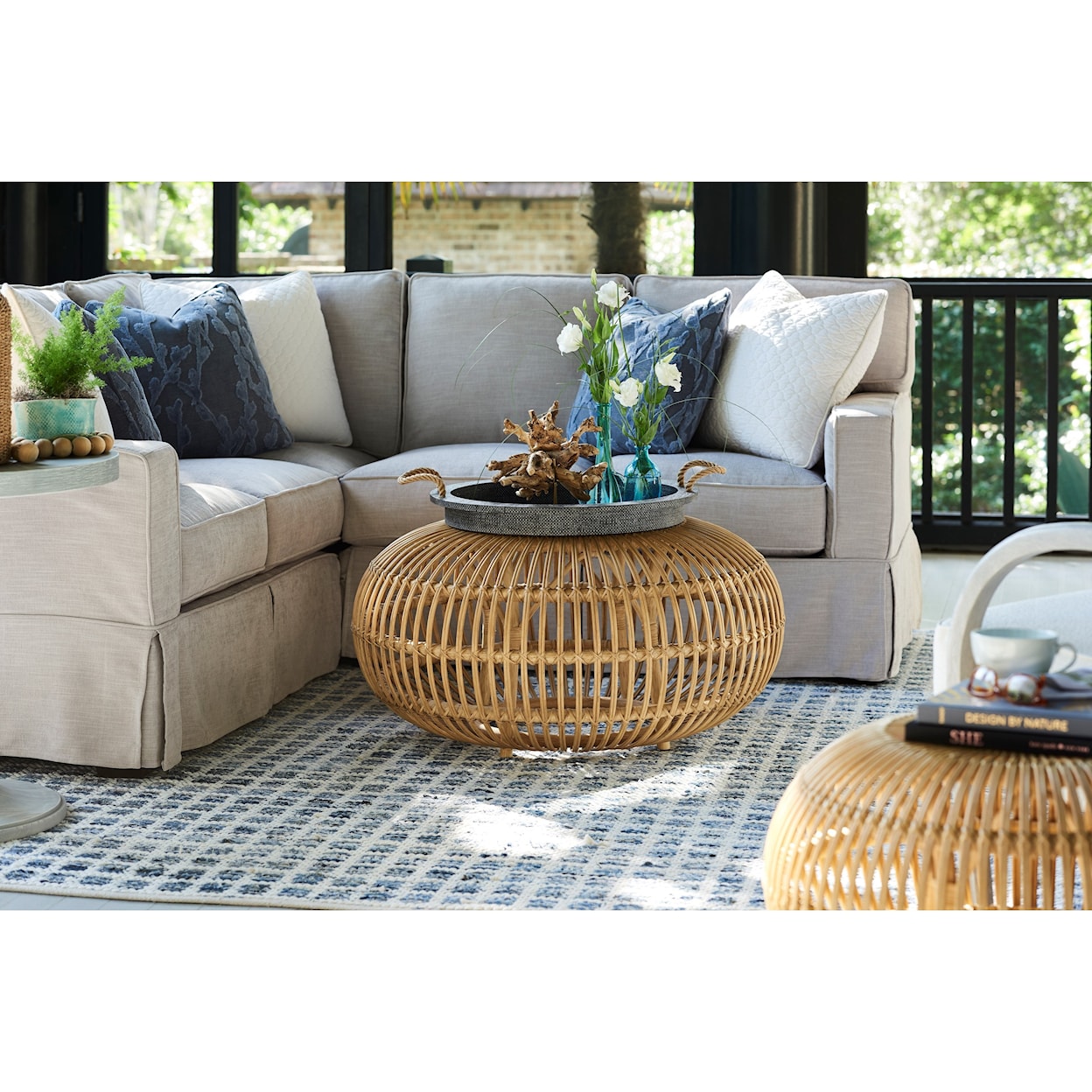 Universal Escape-Coastal Living Home Collection Rattan Scatter Table