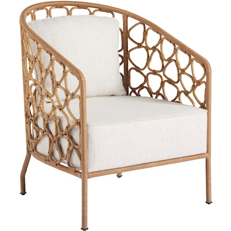 Coastal Pebble Accent Chair with Rattan
