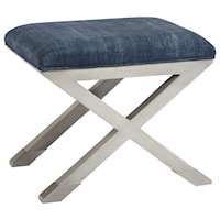 Coastal Accent Bench with Denim Suede Seat