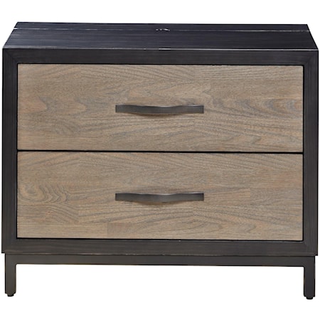 Transitional Two Drawer Nightstand with Power Outlet