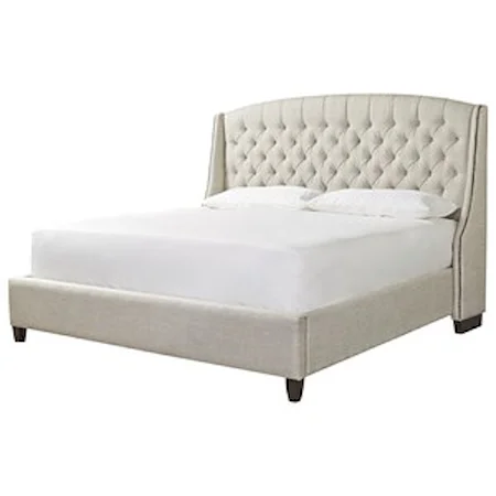 Halston Upholstered Queen Bed with Winged Headboard