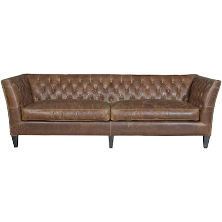 Traditional Duncan Sofa in Diamond Tufted Leather