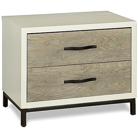 Contemporary 2-Drawer Nightstand with Flip Top Power Supply