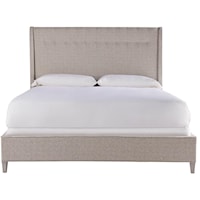 Contemporary Queen Upholstered Bed with Subtle Wing Design