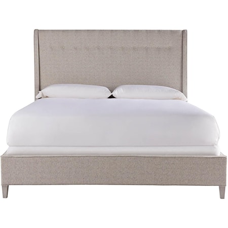 Contemporary King Upholstered Bed with Subtle Wing Design