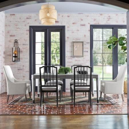 Transitional 7-Piece Table and Chair Set