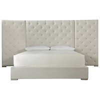 Contemporary King Bed with Button-Tufted Wall Panels
