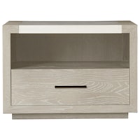 Contemporary 1-Drawer Nightstand with Storage Shelf
