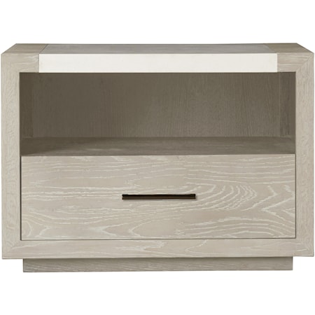 Contemporary 1-Drawer Nightstand with Storage Shelf