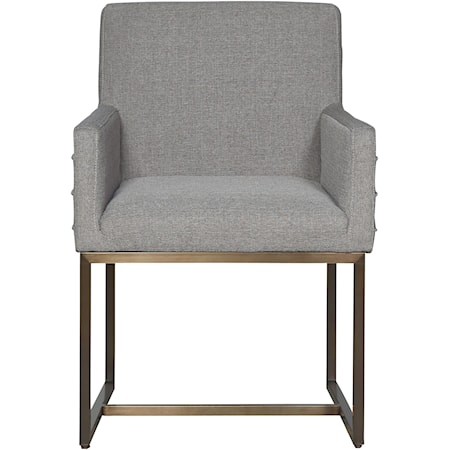 Contemporary Upholstered Arm Chair with Steel Base