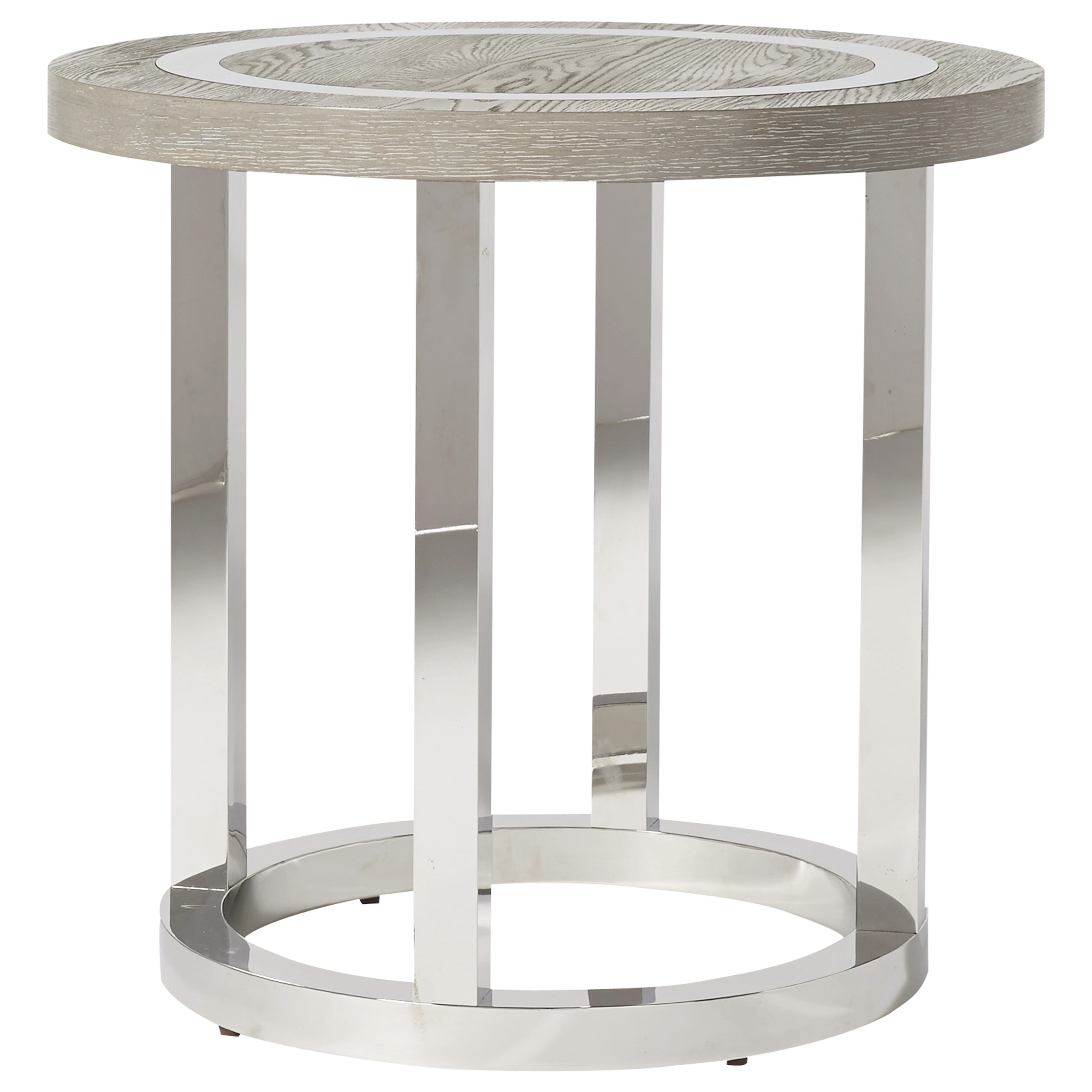 Universal Modern 645802 Wyatt Round End Table with Stainless Steal Base