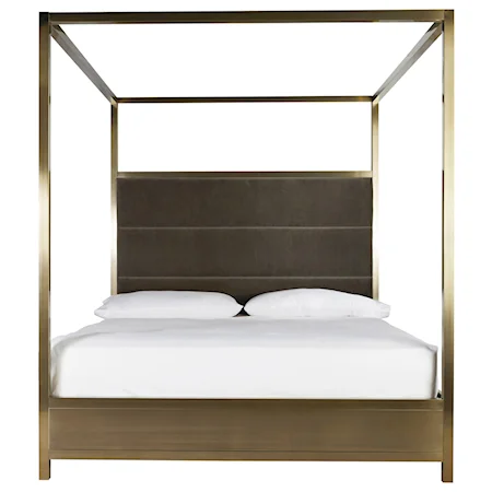 Harlow King Canopy Bed with Brushed Brass Frame