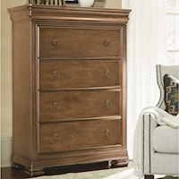 Traditional 4-Drawer Chest in Cognac Finish