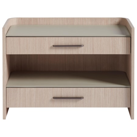 Glam Contemporary 2-Drawer Nightstand with Open Shelf
