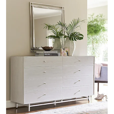 Contemporary 8-Drawer Dresser and Mirror Set