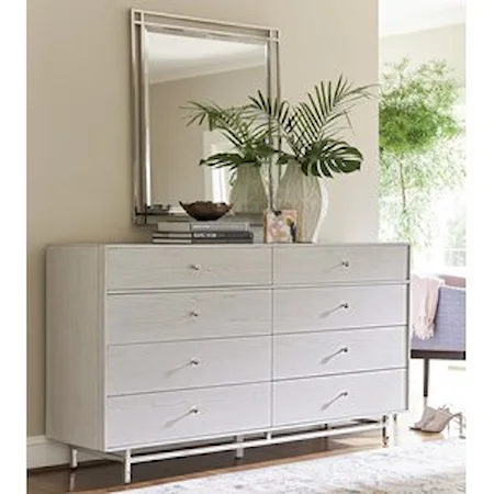 Contemporary 8-Drawer Dresser and Mirror Combo