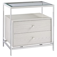 Glam 2-Drawer Nightstand with Glass Top