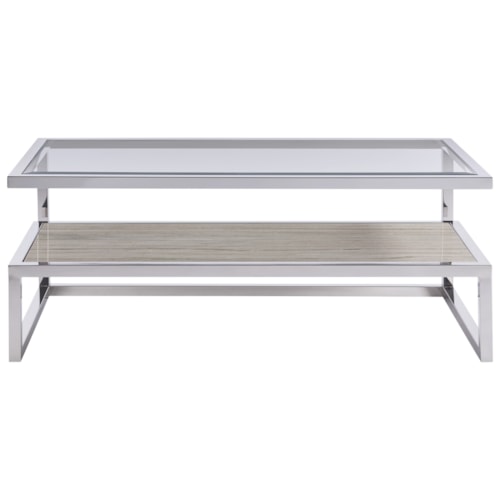 Contemporary Cocktail Table with Stone Shelf