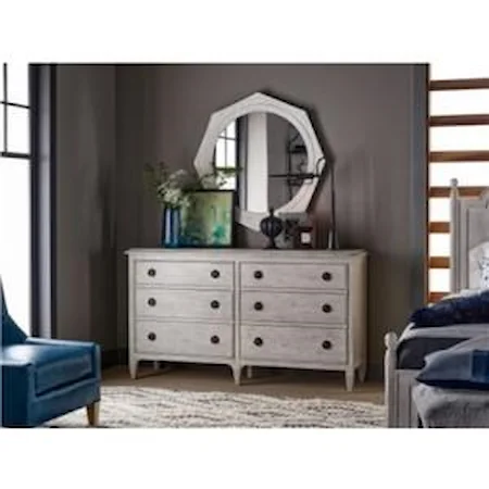 6 Drawer Dresser with Brooklyn Mirror in Dover White