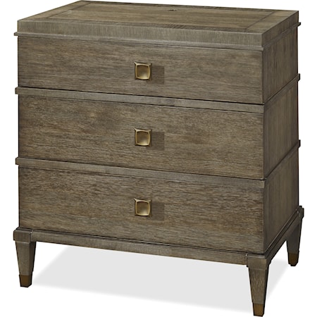 Transitional 3-Drawer Nightstand with Hidden Outlets