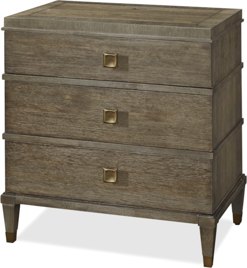 Transitional 3-Drawer Nightstand with Hidden Outlets
