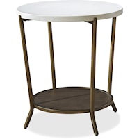 Transitional Round End Table with Stone Top