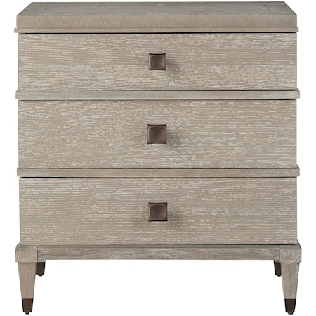 Transitional 3-Drawer Nightstand with Hidden Outlets
