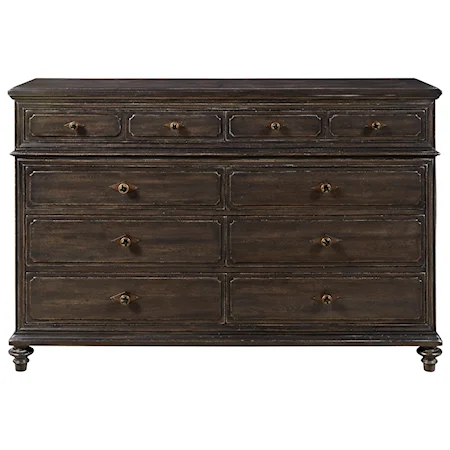 Button Front Dresser with 8 Drawers