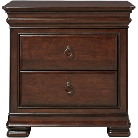 Nightstand with Outlet and Hidden Top Rail Drawer
