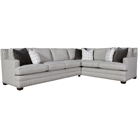 Transitional Sectional with 3 Cushion Sofa