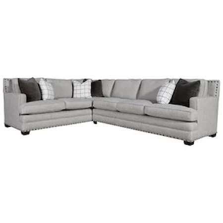 Transitional Sectional with 3 Cushion Sofa