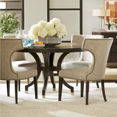 5 Piece Round Ambrose Table and Upholstered Chair Set
