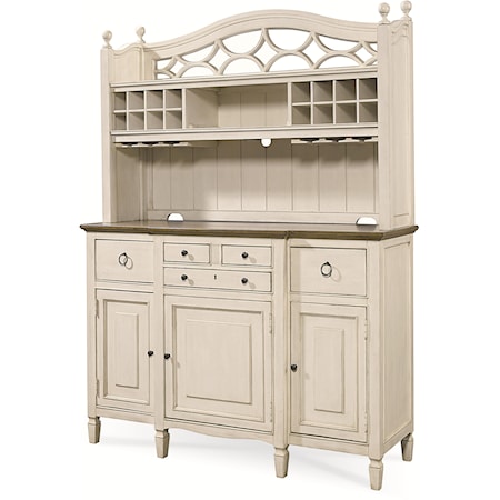 2 Pc. Serving Buffet and Bar Hutch with Wine Storage